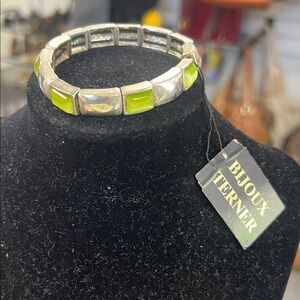 Bijoux Terner Silver Bracelet with Lime Accents
